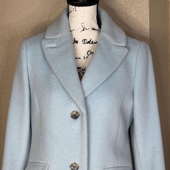 Talbots Coat Womens 8P Light Blue Wool Single Breasted Lapel Italian Fabric - Picture 7 of 15